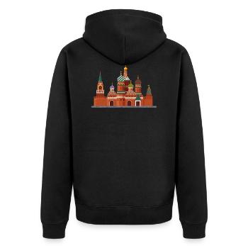 Kreml Moskau Sehenswürdigkeit - Unisex Premium Bio Zip Hoodie - Schwarz - Hinten - Nico (187cm)