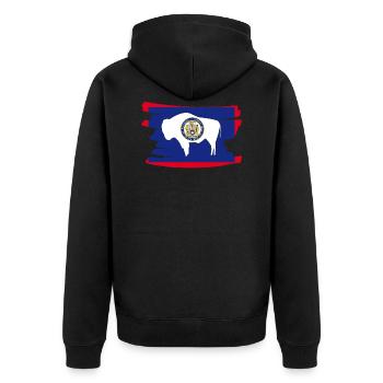 Wyoming USA - Flag - brush horizontal - Unisex Premium Bio Zip Hoodie - Schwarz - Hinten - Nico (187cm)