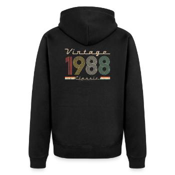Pseudo anniversaire Vintage Classic 1988 - Veste à capuche bio Premium Unisexe - noir - Dos - Nico (187cm)