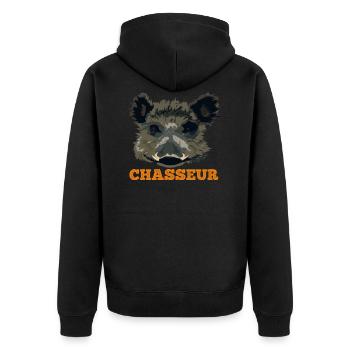 THE HUNTER - Unisex Premium Organic Zip Hoodie - black - Back - Nico (187cm)
