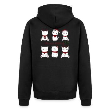 Katzen Weihnachten Merry Christmas - Unisex Premium Bio Zip Hoodie - Schwarz - Hinten - Nico (187cm)