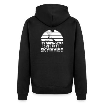 Skydiving | Fallschirm Skydive Luftsport Geschenke - Unisex Premium Bio Zip Hoodie - Schwarz - Hinten - Nico (187cm)