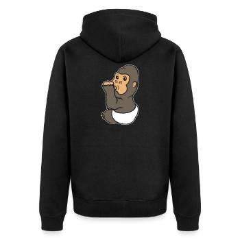 Cute animals gorilla thumb sucking baby gift - Unisex Premium Organic Zip Hoodie - black - Back - Nico (187cm)