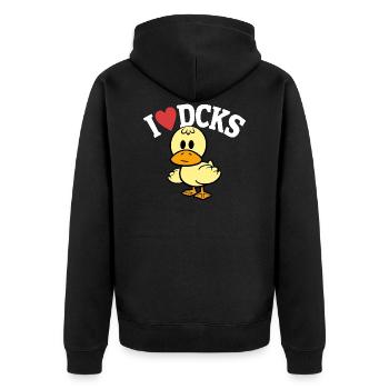 J'aime les canards j'aime les canards - Veste à capuche bio Premium Unisexe - noir - Dos - Nico (187cm)