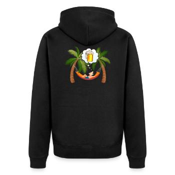Hängematte Palme Urlaub Bierkrug Schaum Alkohol hu - Unisex Premium Bio Zip Hoodie - Schwarz - Hinten - Nico (187cm)