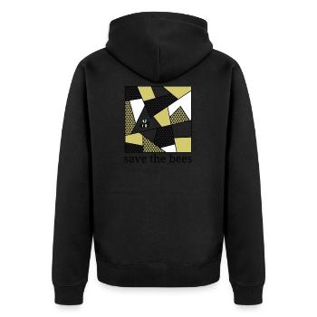 Save the bees yellow mosaic - Unisex Premium Bio Zip Hoodie - Schwarz - Hinten - Nico (187cm)