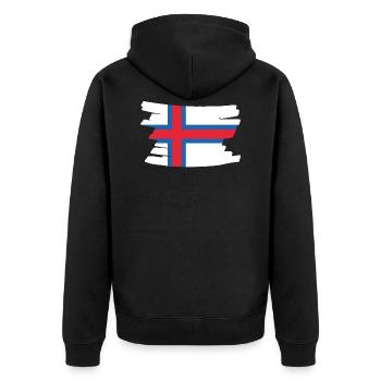 Faroe Islands National Flag - brush horizontal - Unisex Premium Bio Zip Hoodie - Schwarz - Hinten - Nico (187cm)