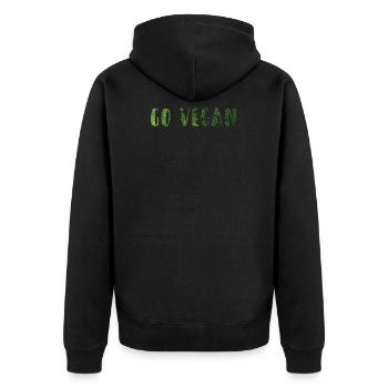 Go Vegan - Unisex Premium Organic Zip Hoodie - black - Back - Nico (187cm)