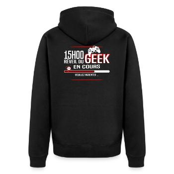 Geek gamer et réveil - Veste à capuche bio Premium Unisexe - noir - Dos - Nico (187cm)