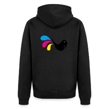 Graphique d'oiseau coloré - Veste à capuche bio Premium Unisexe - noir - Dos - Nico (187cm)