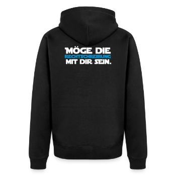 Möge die Rechtschreibung mit dir... Deutsch Lehrer - Unisex Premium Bio Zip Hoodie - Schwarz - Hinten - Nico (187cm)