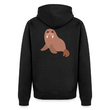 Walross - Unisex Premium Bio Zip Hoodie - Schwarz - Hinten - Nico (187cm)