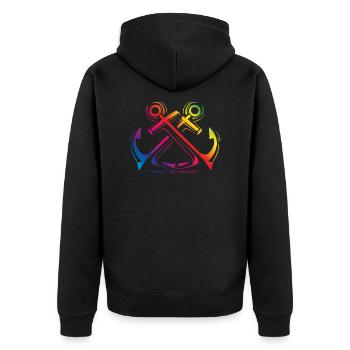 anchor symbol colorful - Unisex Premium Organic Zip Hoodie - black - Back - Nico (187cm)