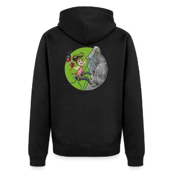 Première ascension du nouveau tour - T-shirt d'escalade - Veste à capuche bio Premium Unisexe - noir - Dos - Nico (187cm)