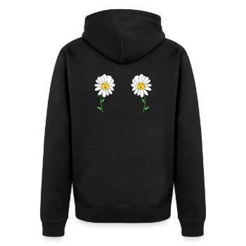 daisy - Unisex Premium Organic Zip Hoodie - black - Back - Nico (187cm)