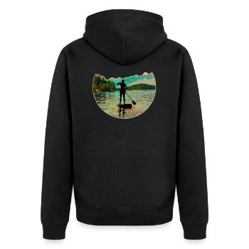 Stand up Paddling | SUP | stand up paddle - Unisex Premium Bio Zip Hoodie - Schwarz - Hinten - Nico (187cm)