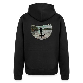 Stand up Paddling | SUP | stand up paddle - Unisex Premium Bio Zip Hoodie - Schwarz - Hinten - Nico (187cm)