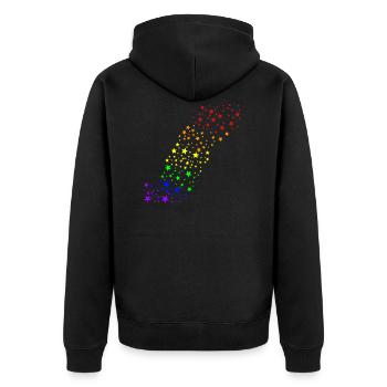 Bunte Sterne Regenbogen Farben Geschenkidee LGBT - Unisex Premium Bio Zip Hoodie - Schwarz - Hinten - Nico (187cm)