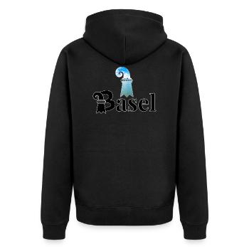 Baslerstab - Unisex Premium Organic Zip Hoodie - black - Back - Nico (187cm)