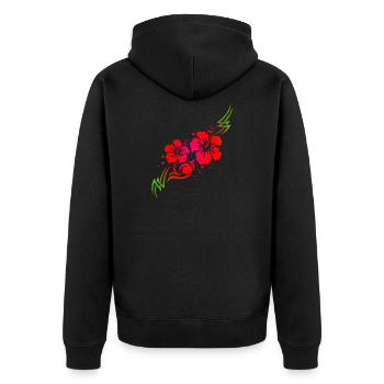 Idée de cadeau de tatouage tribal de fleur d'hibiscus hawaïen - Veste à capuche bio Premium Unisexe - noir - Dos - Nico (187cm)