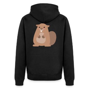 Biber - Unisex Premium Bio Zip Hoodie - Schwarz - Hinten - Nico (187cm)