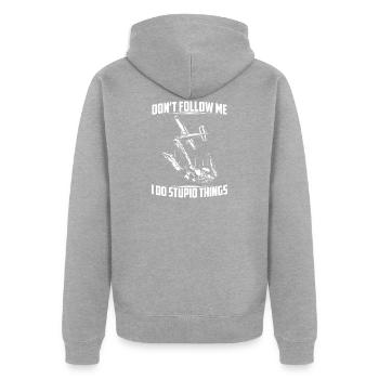 Skydiving | Fallschirm Skydiver Skydive Geschenke - Unisex Premium Bio Zip Hoodie - Grau meliert - Hinten - Nico (187cm)