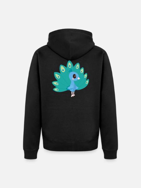peacock - Unisex Premium Organic Zip Hoodie - black
