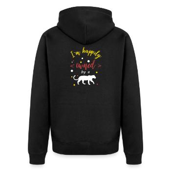Jaguar - happily owned by a jaguar - Unisex Premium Organic Zip Hoodie - black - Back - Nico (187cm)
