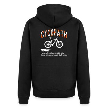 Mountainbike Fahrrad Radsport Fahrradtour Geschenk - Unisex Premium Bio Zip Hoodie - Schwarz - Hinten - Nico (187cm)