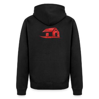 Haus - Unisex Premium Bio Zip Hoodie - Schwarz - Hinten - Nico (187cm)