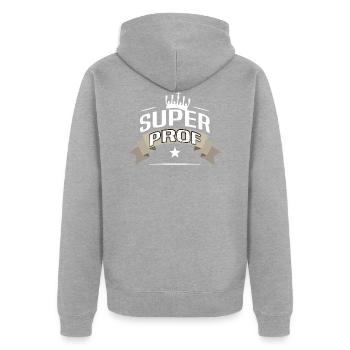 Großartiger Lehrer - Unisex Premium Bio Zip Hoodie - Grau meliert - Hinten - Nico (187cm)