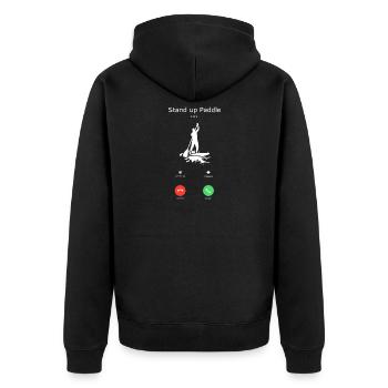 Stand up Paddling | SUP | stand up paddle - Unisex Premium Bio Zip Hoodie - Schwarz - Hinten - Nico (187cm)