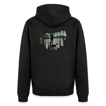 Stand up Paddling | SUP | stand up paddle - Unisex Premium Bio Zip Hoodie - Schwarz - Hinten - Nico (187cm)