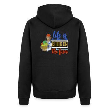 Bäuerin Landwirtin - Unisex Premium Bio Zip Hoodie - Schwarz - Hinten - Nico (187cm)