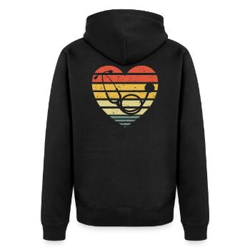 Stethoskop Herz Vintage Retro - Unisex Premium Bio Zip Hoodie - Schwarz - Hinten - Nico (187cm)