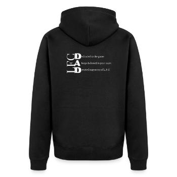 DAD Tribut Gedicht mit grauem Text - Unisex Premium Bio Zip Hoodie - Schwarz - Hinten - Nico (187cm)