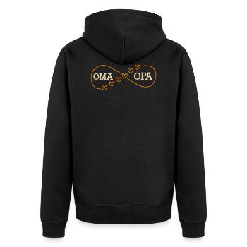 Oma und Opa in ewiger Liebe - Unisex Premium Bio Zip Hoodie - Schwarz - Hinten - Nico (187cm)