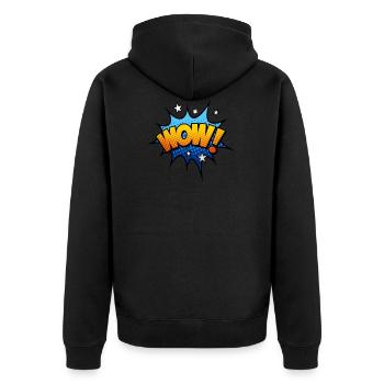 Pop-Art - Unisex Premium Bio Zip Hoodie - Schwarz - Hinten - Nico (187cm)