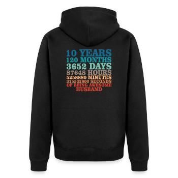 Ehemann Jubiläum 10 Jahre Paar Geschenk - Unisex Premium Bio Zip Hoodie - Schwarz - Hinten - Nico (187cm)