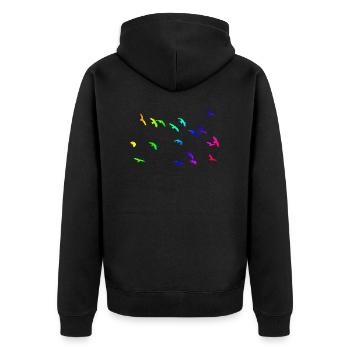 Vogelschwarm - Unisex Premium Bio Zip Hoodie - Schwarz - Hinten - Nico (187cm)