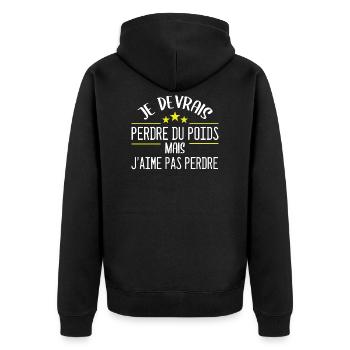 Je devrais perdre du poids, mais j'aime pas perdre - Veste à capuche bio Premium Unisexe - noir - Dos - Nico (187cm)