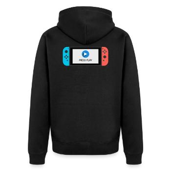 Switch - Unisex Premium Bio Zip Hoodie - Schwarz - Hinten - Nico (187cm)