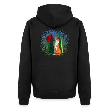 Fuchs - Unisex Premium Bio Zip Hoodie - Schwarz - Hinten - Nico (187cm)