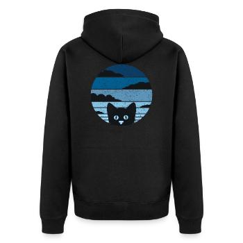 Retro cat shirt cats t-shirt cool vintage cat - Unisex Premium Organic Zip Hoodie - black - Back - Nico (187cm)