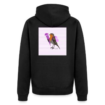 Rotkehlchen Vogel Tornister Schultüte Schulanfang - Unisex Premium Bio Zip Hoodie - Schwarz - Hinten - Nico (187cm)