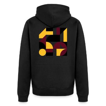 Colorful abstract geometric bauhaus background - Unisex Premium Bio Zip Hoodie - Schwarz - Hinten - Nico (187cm)