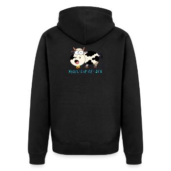 Yodeling cow - Unisex Premium Organic Zip Hoodie - black - Back - Nico (187cm)