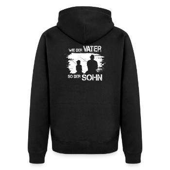 Wie Der Vater So Der Sohn Angler Fischer Rute - Unisex Premium Bio Zip Hoodie - Schwarz - Hinten - Nico (187cm)