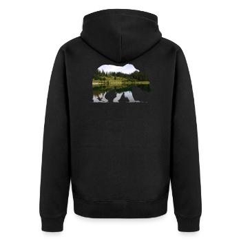 Bär - Unisex Premium Bio Zip Hoodie - Schwarz - Hinten - Nico (187cm)
