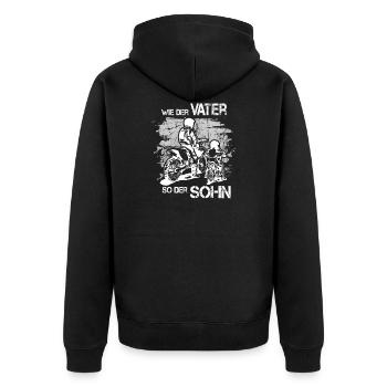 Wie Der Vater So Der Sohn Motocross Partnerlook - Unisex Premium Bio Zip Hoodie - Schwarz - Hinten - Nico (187cm)